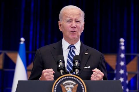 President Joe Biden delivers remarks on the war between Israel and Hamas after meeting Israeli Prime Minister Benjamin Netanyahu, Wednesday, Oct. 18, 2023, in Tel Aviv. (AP Photo/Evan Vucci)
