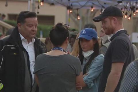 Prince Harry and Meghan Markle visit Eaton Fire evacuation center in Pasadena