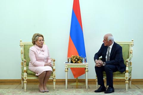 President Khachaturyan, Russia's top senator discuss bilateral ties