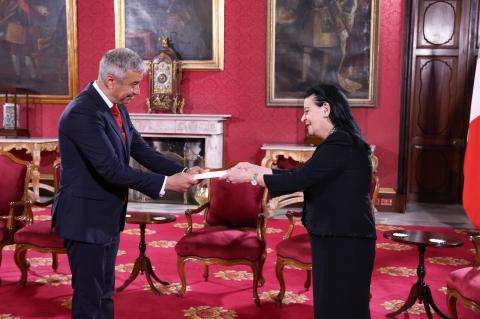 Armenian Ambassador presents credentials to President of Malta
