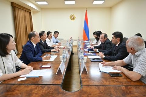 高科技产业部副部长鲁本·西蒙尼扬会见了由中华人民共和国科学技术部高技术司司长率领的代表团