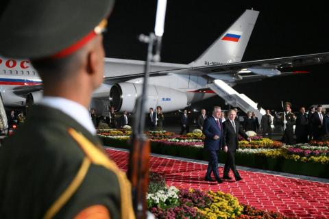 Putin arrives for summit meetings in Tajikistan