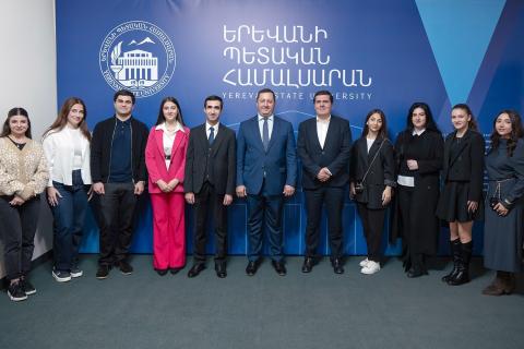 Students awarded Byblos Bank Armenia scholarships meet with the Bank’s CEO