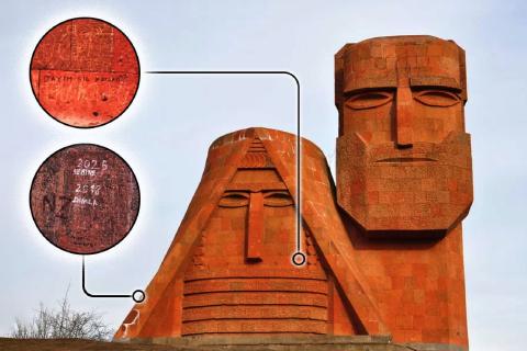 Azerbaycan, “Bizim Dağlarımız” heykeline vandallık yaptı