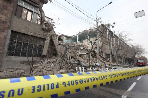 Derrumbe en la calle Shirak de Ereván