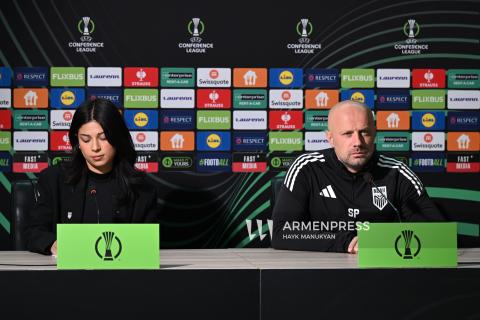 Conferencia de prensa previas al partido Noah vs. Legia en la Liga de las Conferencias