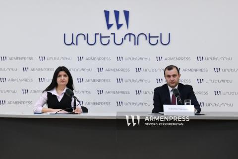 المؤتمر الصحفي لرئيس هيئة حماية البيئة وتفتيش الموارد المعدنية الأرمنية هوفانيس مارتيروسيان-صور-