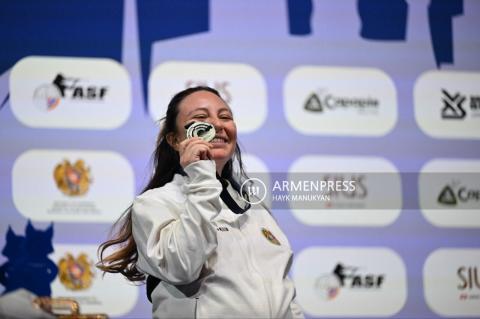 عضوة منتخب نساء أرمينيا للرماية تحرز الميدالية الفضية في بطولة أوروبا للرماية التي أقيمت في يريفان