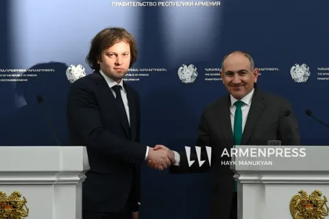 رئيس الوزراء الأرمني نيكول باشينيان يعقد اجتماع غير رسمي مع نظيره الجورجي إيراكلي كوباخيدزه في تبليسي-فيديو-