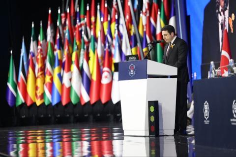 رئيس البرلمان الأرمني آلان سيمونيان يلقي كلمة في الدورة 152 للجمعية البرلمانية الدولية (IPU) في إسطنبول