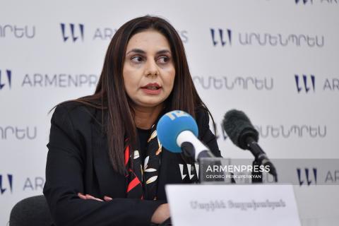 نشست خبری مارینه یایلاخانیان، رئیس آژانس ثبت احوال وزارت دادگستری جمهوری ارمنستان