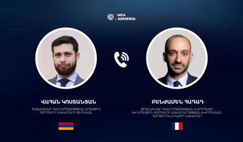 ՀՀ ԱԳ նախարարի տեղակալը հեռախոսազրույց է ունեցել Ֆրանսիայի Եվրոպայի հարցերով լիազոր նախարար Բենժամեն Հադադի հետ