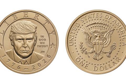 В США будет выпущена золотая монета номиналом 1 доллар с изображением Трампа