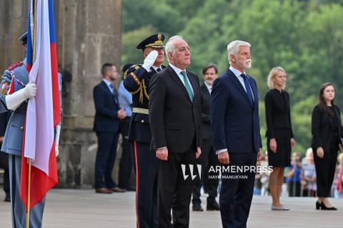 Official welcoming ceremony for Armenian President Vahagn Khachaturyan held at Prague Castle