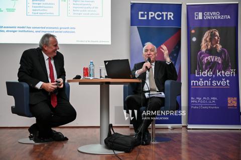 Armenian president delivers lecture at CEVRO University in Prague