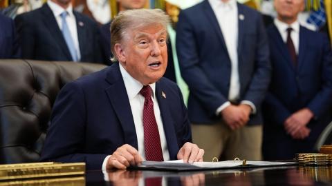 WASHINGTON, DC - JULY 24: U.S. President Donald Trump speaks during an announcement on American nuclear innovation in the Oval Office at the White House on July 24, 2026 in Washington, DC. Trump is signing multiple executive orders targeting the nuclear energy sector and easing rules for new reactors and nuclear fuel supply chains. (Photo by Eric Lee/Getty Images)