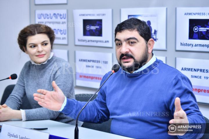 Conférence de presse du directeur du théâtre national Sos 
Sarkissian, Arman Navassardian et de la directrice artistique 
Narine Grigorian
