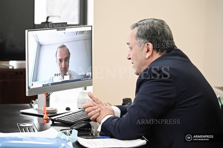 Visioconférence du vice-ministre des Affaires étrangères 
d'Arménie Avet Adonts avec le Secrétaire général adjoint du 
service européen des relations extérieures Enrique Mora 
Benavente
