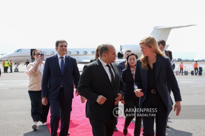 U.S. Agency for International Development (USAID) 
Administrator Samantha Power and U.S. State Department 
Acting Assistant Secretary for Europe and Eurasian Affairs 
Yuri Kim arrive in Ar