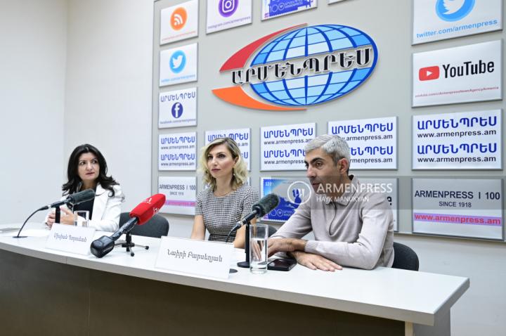Tourism Committee Head Sisian Boghossian and Skyball 
CEO Nairi Barseghyan's press conference 