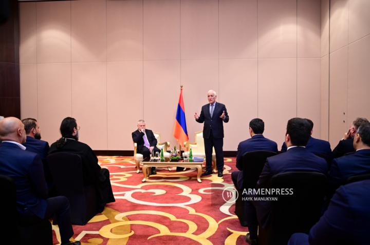 President of Armenia Vahagn Khachaturyan meets Armenian 
community of UAE in Dubai 
