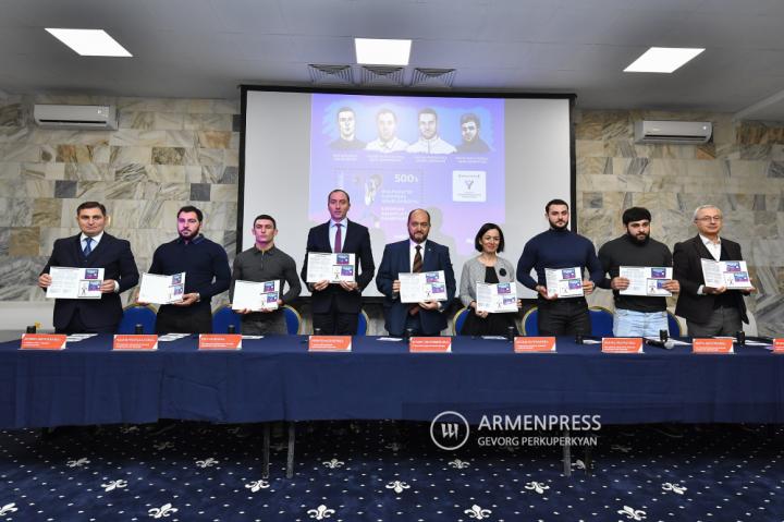 Post stamp dedicated to European Weightlifting 
Championship in Yerevan