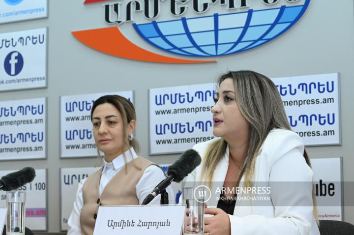 Gyumri IT Center CEO Amalya Yeghoyan, Armenian 
Educational Foundation Armenia CEO Armine Haroyan 
deliver press conference 