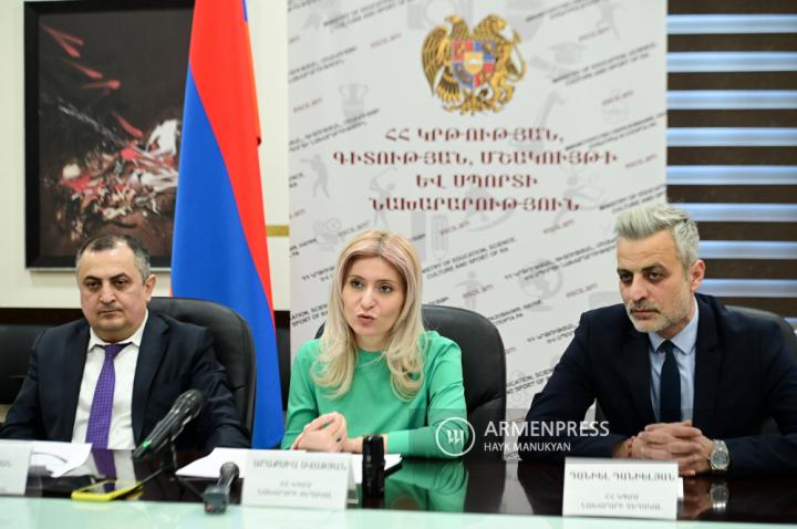 Press conference of Deputy Ministers of Education, Science, Culture 
and Sports: Karen Giloyan, Araksia Svajyan and Daniel Danielyan