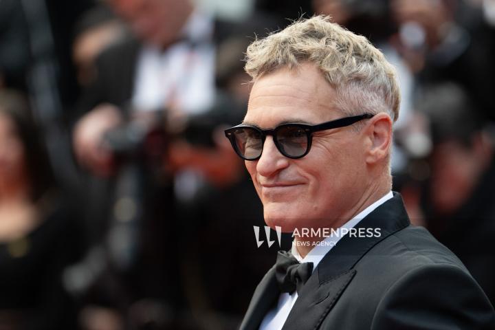 CANNES FRANCE - 16, May, 2025: Cast and crew attend the red carpet premiere of “EDDINGTON” by director Ari Aster, presented in Competition at the 78th annual Cannes Film Festival. Attendees include Joaquin Phoenix, Pedro Pascal, Emma Stone, Austin Butler, Luke Grimes, Deirdre O'Connell, Micheal Ward, Clifton Collins Jr., William Belleau, Cameron Mann, Matt Gomez Hidaka, Amélie Hoeferle, Landall Goolsby, Elise Falanga, and Robert Mark Wallace.