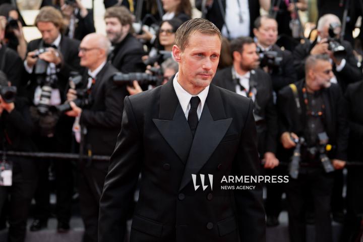 CANNES FRANCE - 18, May, 2025: Cast and crew of "The Phoenician Scheme" attend the red carpet premiere during the 78th Annual Cannes Film Festival at Palais des Festivals. The film, directed by Wes Anderson, features Benicio del Toro, Mia Threapleton, Michael Cera, Riz Ahmed, Mathieu Amalric, Richard Ayoade, Jeffrey Wright, Benedict Cumberbatch, Rupert Friend, Hope Davis, Charlotte Gainsbourg, and Antonia Desplat