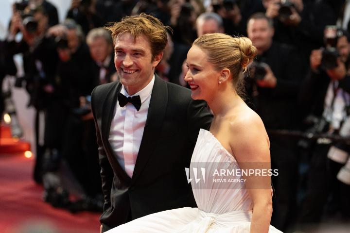 CANNES FRANCE - 17, May, 2025: Cast and crew of "Die, My Love" attend the red carpet premiere during the 78th Annual Cannes Film Festival at Palais des Festivals. The film, directed by Lynne Ramsay, features Jennifer Lawrence, Robert Pattinson, LaKeith Stanfield, Sissy Spacek, and Nick Nolte.