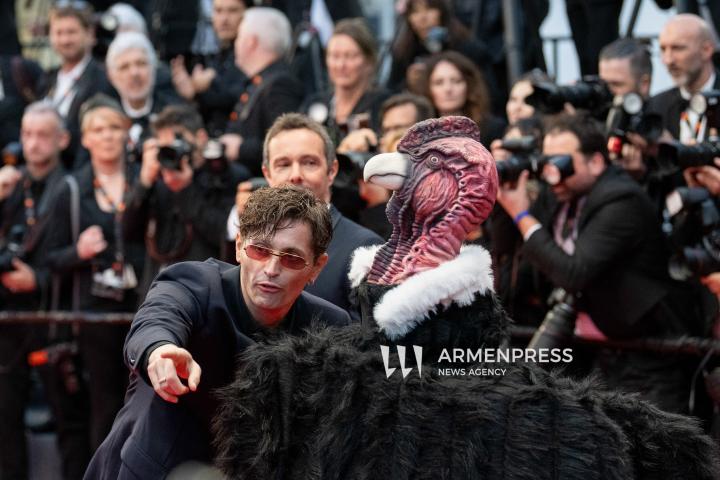 CANNES FRANCE - 17, May, 2025: Cast and crew of "Die, My Love" attend the red carpet premiere during the 78th Annual Cannes Film Festival at Palais des Festivals. The film, directed by Lynne Ramsay, features Jennifer Lawrence, Robert Pattinson, LaKeith Stanfield, Sissy Spacek, and Nick Nolte.