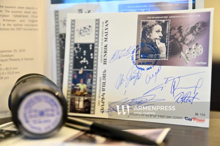 Official ceremony of stamp sheet cancellation dedicated to Henrik Malyan's 100th anniversary