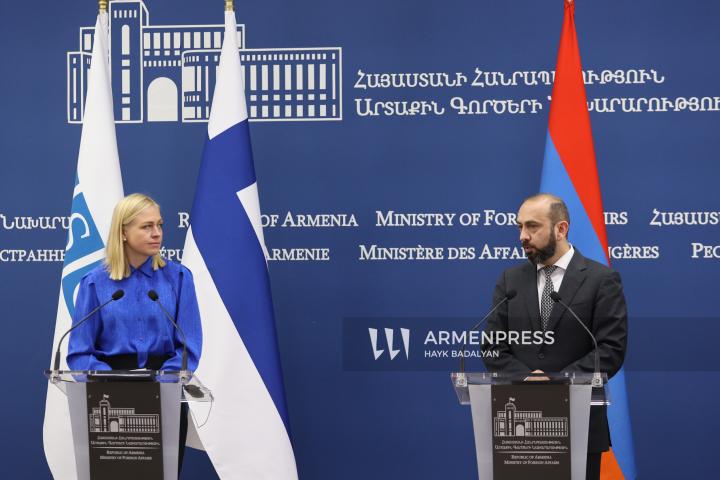 Joint press conference of Armenian FM Ararat Mirzoyan and OSCE Chairperson-in-office, Foreign Minister of Finland Elina Valtonen