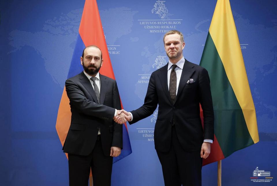Ararat Mirzoyan destacó la contribución de su homólogo lituano a la profundización de las relaciones entre Armenia y la Unión Europea