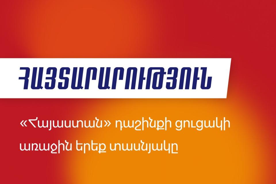 Alianza Armenia publicó la lista de los primeros candidatos de su lista