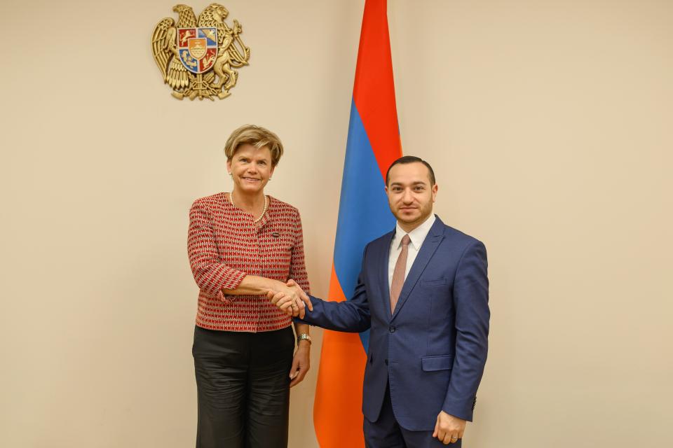 Mkhitar Hayrapetyan presentó las prioridades del sector de alta tecnología de Armenia a la canciller de Letonia