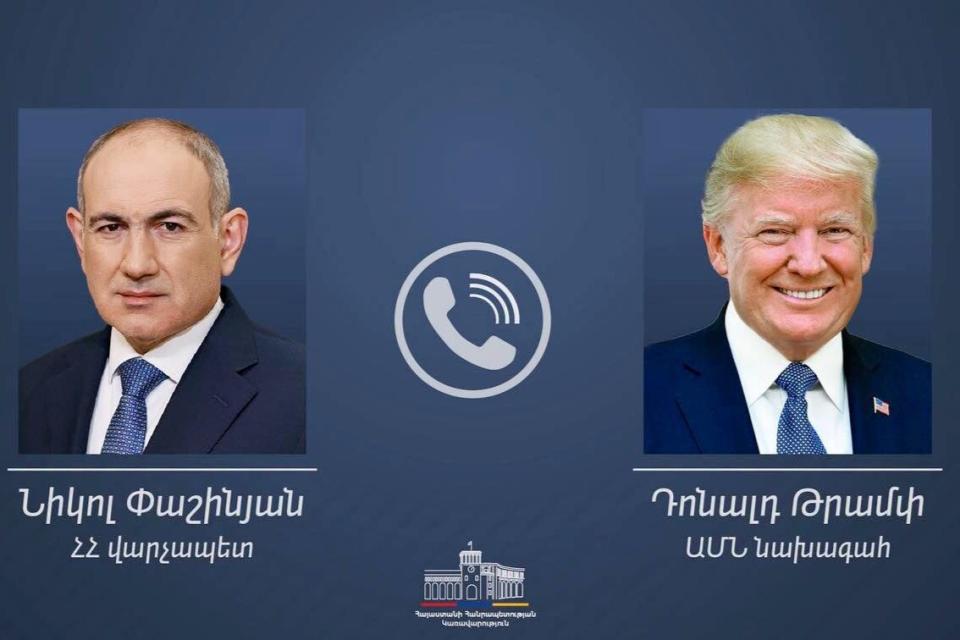 Pashinyan, Trump hold phone call, discuss TRIPP