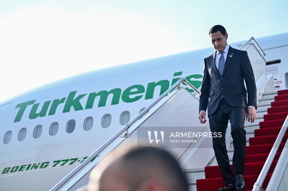 President of Turkmenistan Serdar Berdimuhamedov arrives in Yerevan