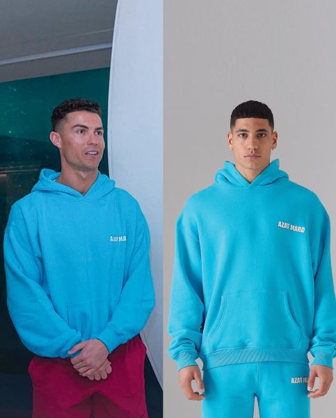 Cristiano Ronaldo wearing a hoodie of an Armenian brand Azat Mard