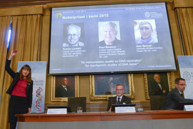 Нобелевская премия в области химии присуждена за изучение механизма восстановления 
ДНК