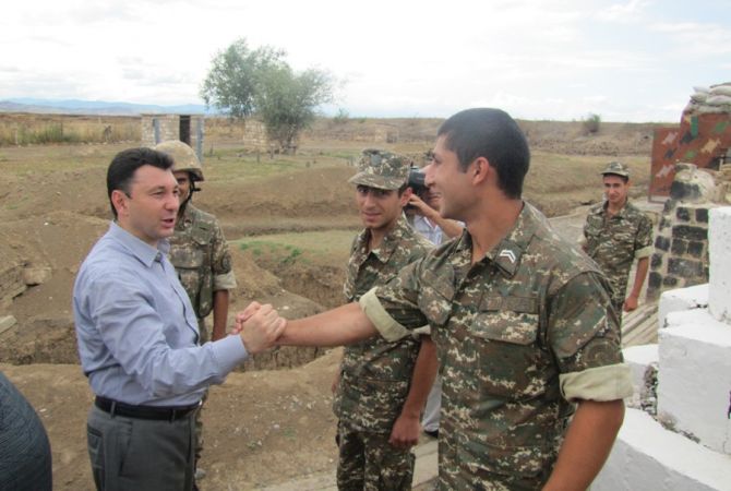 Armenian parliament’s Vice President visits military positions of a Defense Army regiment