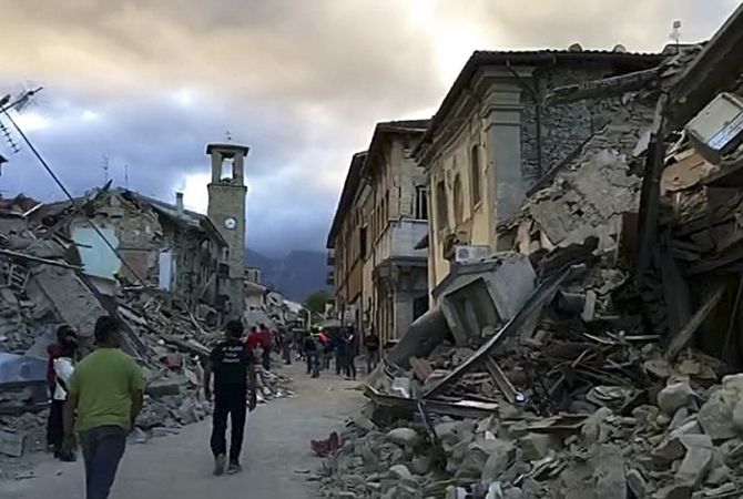 Տեսագրություն Է հայտնվել երկրաշարժից ավերված իտալական Ամատրիչե քաղաքից 