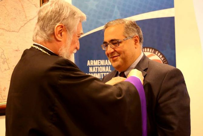 Catholicos of the Great House of Cilicia bestows “Knight of Cilicia” Medal on Aram Hamparian