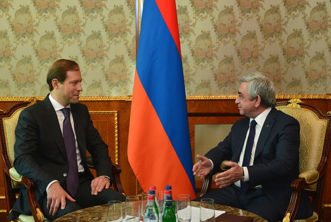 Armenian President receives Russian Minister of Industry and Trade
