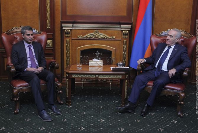 Parliament Speaker G. Sahakyan holds meeting with Ambassador of India 