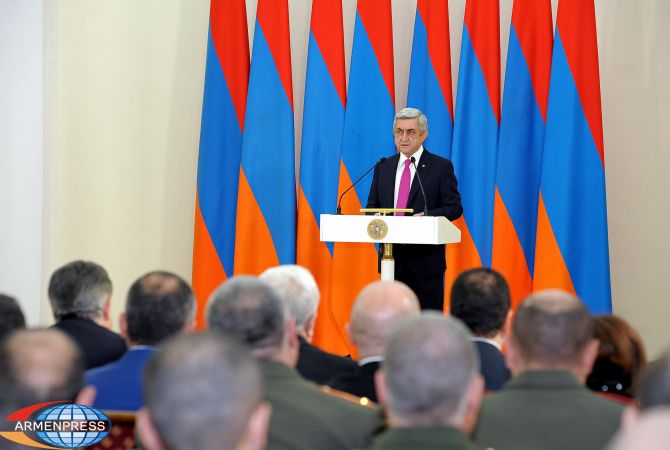 لقد فُرضت الحرب علينا وجعلتنا جميعاً جيشاً، تاريخنا هو احترام للذات وللبشرية وللكرامة الوطنية، ال25 
العام القادمة ستكون فترة ازدهار نوعي جديد لجيشنا
-الرئيس سيرج سركيسيان في رسالته في يوم الجيش الوطني الأرميني-