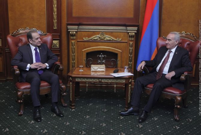 Armenian parliament speaker receives Ambassador of Egypt