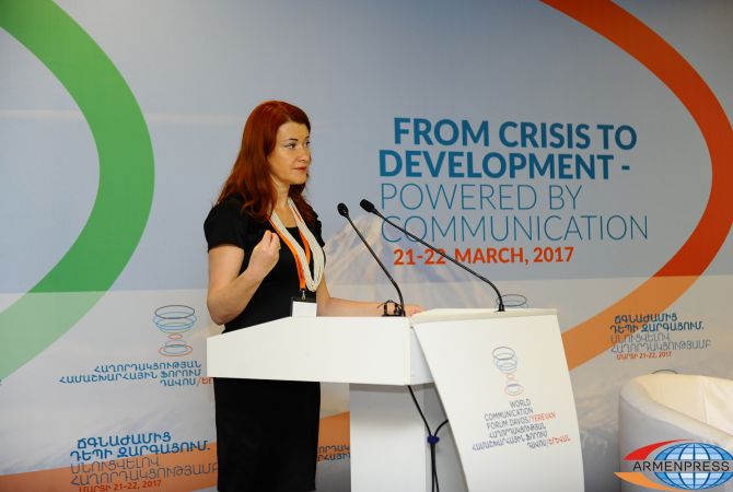  Председатель Давосской всемирной коммуникационной ассоциации Янина Дубейковская 
имеет большие ожидания от форума WCFDavos/Yerevan 