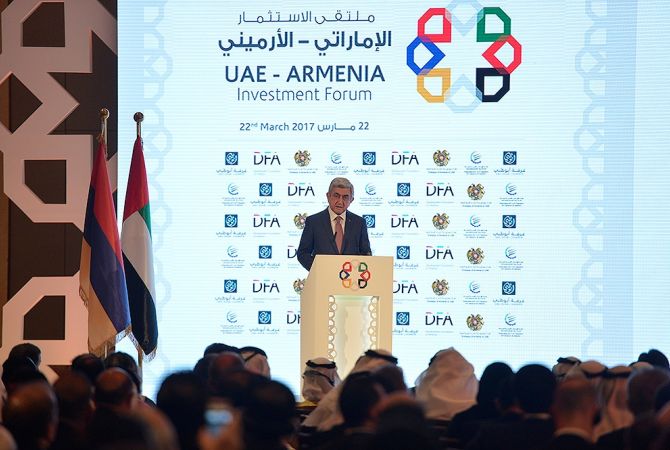 Президент Армении Серж Саргсян принял участие в проходящем в Абу-Даби 
инвестиционном форуме "Армения - Объединённые Арабские Эмираты"